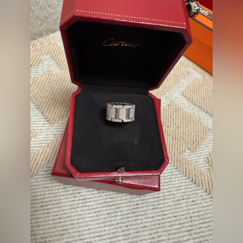 Cartier Tank Francaise 18k White Gold Full Diamond Ring